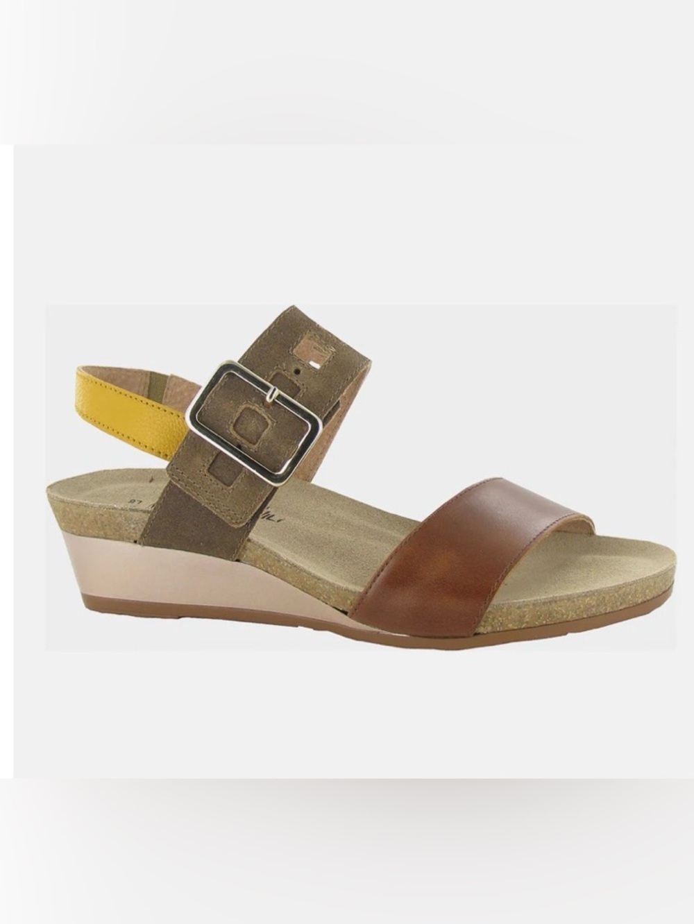 Naot Womens Dynasty Sandals EU 41 US 10 Rose Gold White Leather Wedge